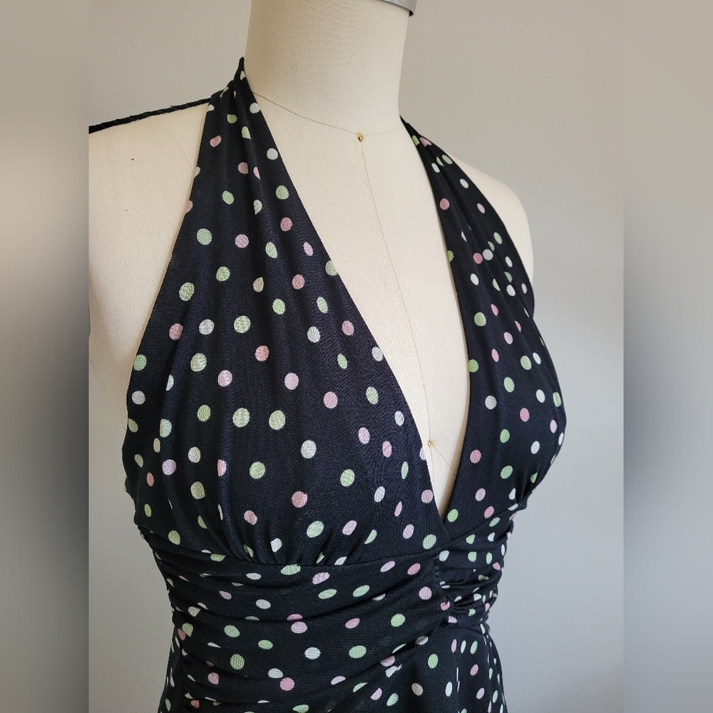 VINTAGE Y2K multicolour polka dot halter dress